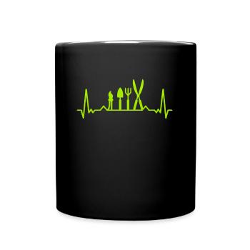 Pelle taille-haie battement de coeur - Mug uni - noir - Devant