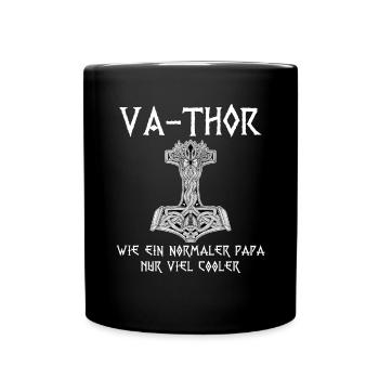 Va-Thor Vater Thor Vatertag Wikinger Papa Geschenk - Tasse einfarbig - Schwarz - Vorne