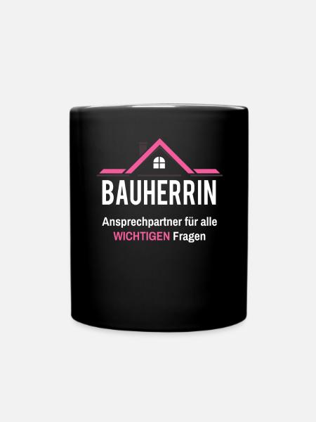 Bauherr Hausbau Partnerlook Richtfest Geschenk - Tasse einfarbig - Schwarz