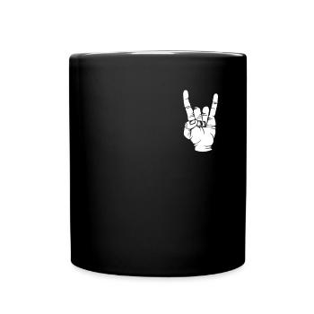 Rocker Teufelshorn Herzschlag Metal Hand Geschenk - Tasse einfarbig - Schwarz - Vorne