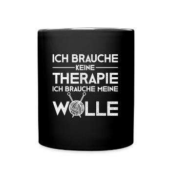 Witziger Strickerin Wolle Spruch - Tasse einfarbig - Schwarz - Vorne