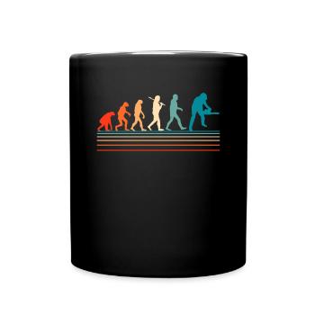 Retro evolution lumberjack chainsaw wood forest - Full Colour Mug - black - Front