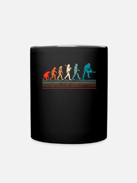 Rétro évolution bûcheron tronçonneuse bois forêt - Mug uni - noir