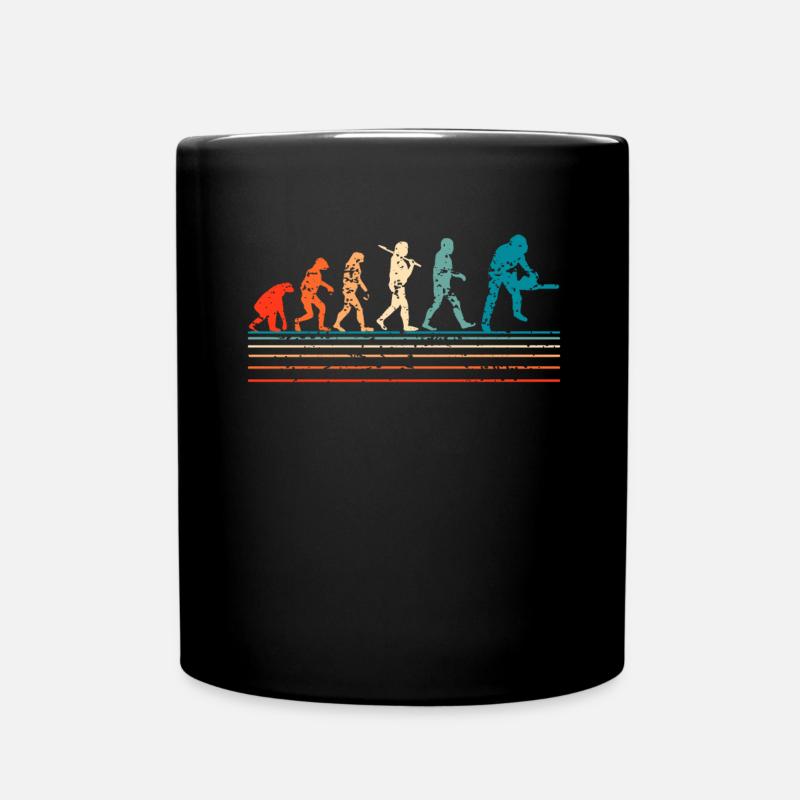 Retro Evolution Holzfäller Kettensäge Holz Wald - Tasse einfarbig - Schwarz
