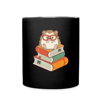 Hérisson sur les livres - Mug uni - noir - Devant