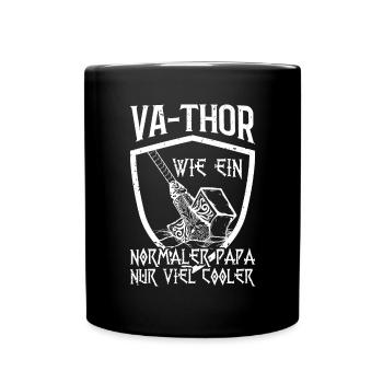 Va-Thor Vater Thor Vatertag Wikinger Papa Geschenk - Tasse einfarbig - Schwarz - Vorne