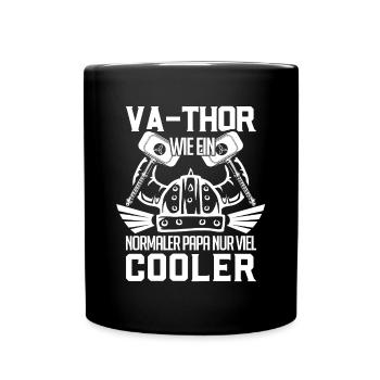 Va-Thor Vater Thor Vatertag Wikinger Papa Geschenk - Tasse einfarbig - Schwarz - Vorne