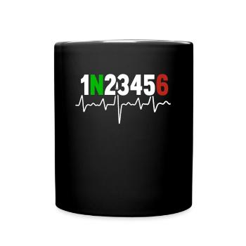 Motorcycle heartbeat gear shift biker gift - Full Colour Mug - black - Front