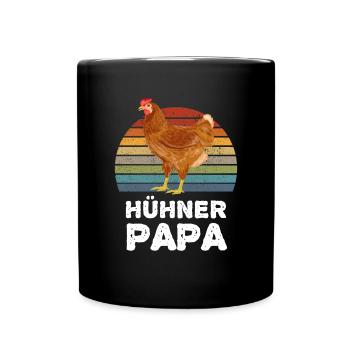 Hühner Papa Hahn Henne - Tasse einfarbig - Schwarz - Vorne