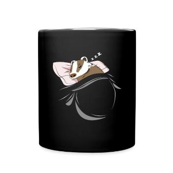 Sleeping and slumbering badger - Full Colour Mug - black - Front