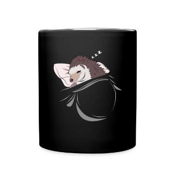 Sleeping and slumbering hedgehog - Full Colour Mug - black - Front