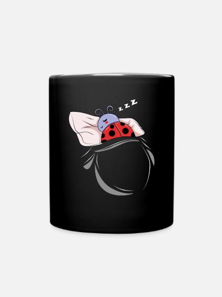 Sleeping and slumbering ladybug - Full Colour Mug - black