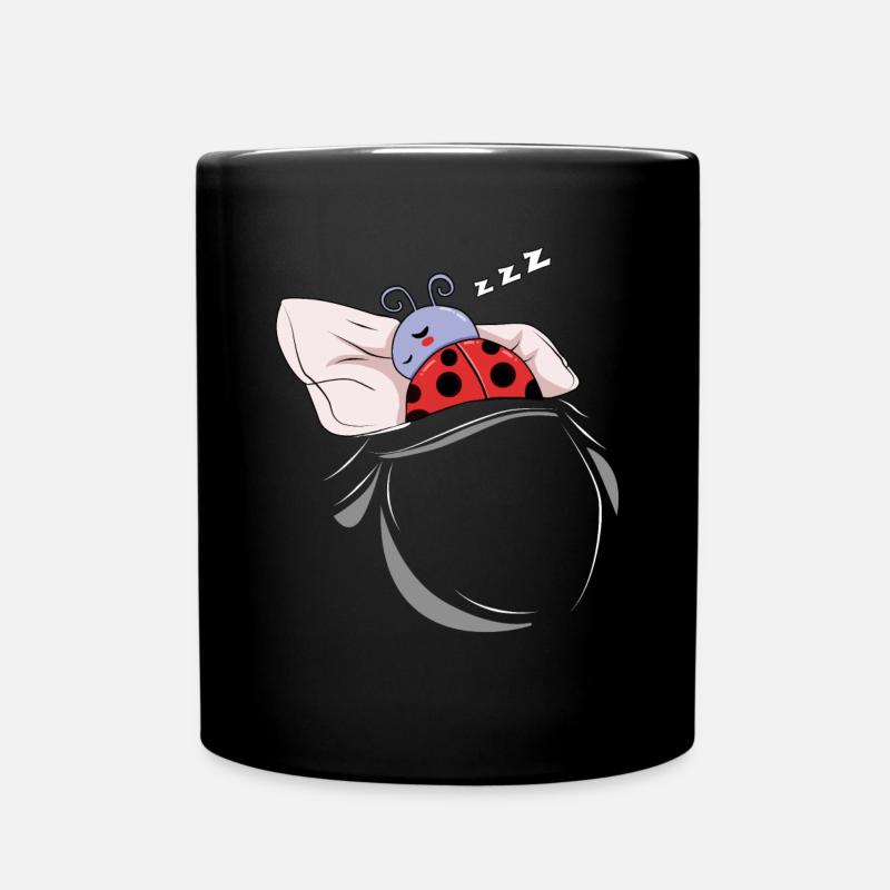 Schlafender und schlumender Marienkäfer - Tasse einfarbig - Schwarz