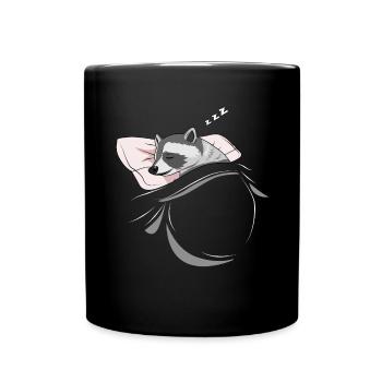 Sleeping and slumbering raccoon - Full Colour Mug - black - Front