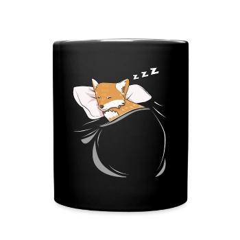 Sleeping and slumbering fox - Full Colour Mug - black - Front