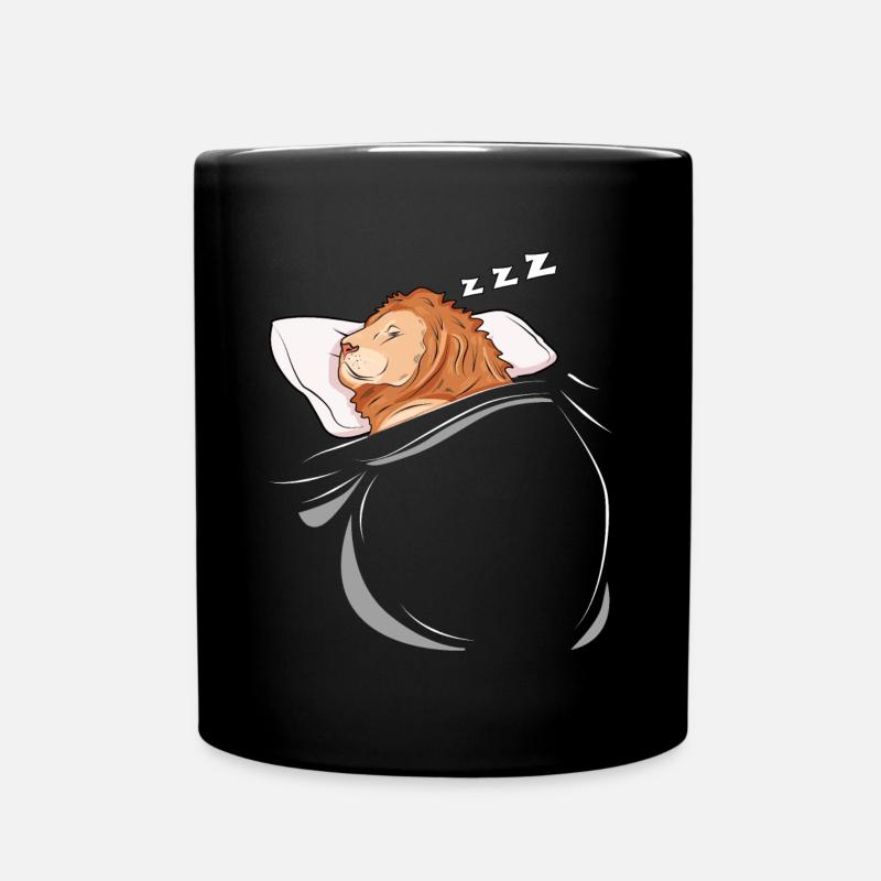 Schlafender und schlumender Löwe - Tasse einfarbig - Schwarz