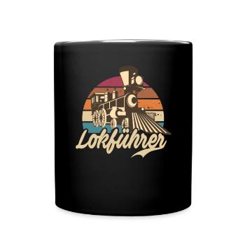 Lokführer Dampflok Lokomotive Vintage Geschenk - Tasse einfarbig - Schwarz - Vorne