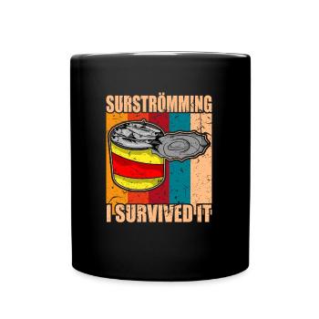Surströmming Stinkfisch i survived it - Tasse einfarbig - Schwarz - Vorne