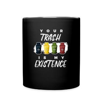 Garbage man garbage cans garbage collection - Full Colour Mug - black - Front