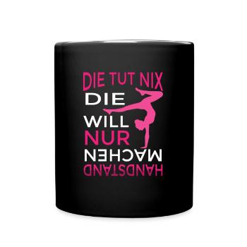Handstand Turnerin Katze Gymnastik - Tasse einfarbig - Schwarz - Vorne