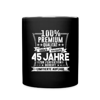45. Geburtstag 1975 Geschenk Geschenkidee Retro - Tasse einfarbig - Schwarz - Vorne