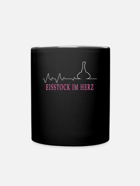 Eisstockschießen Eisstock Stockschütze Herzschlag - Tasse einfarbig - Schwarz