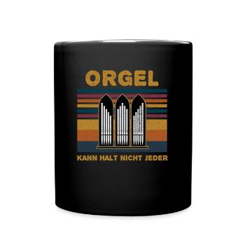 Orgelspieler Pfeifenorgel Organist Herzschlag - Tasse einfarbig - Schwarz - Vorne