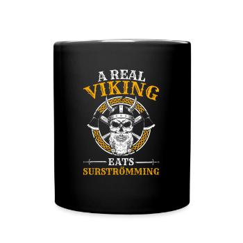 Surströmming Fisch Wikinger Spruch - Tasse einfarbig - Schwarz - Vorne