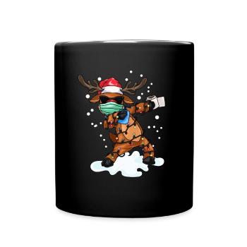 Dabbing Rentier Weihnachten 2020 Maske Geschenk - Tasse einfarbig - Schwarz - Vorne