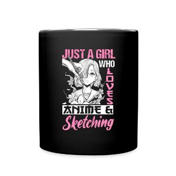 Just A Girl Whos Loves Anime Manga Otaku Zeichnen - Tasse einfarbig - Schwarz - Vorne