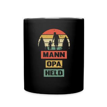 Opa Mann Held Vatertag Retro Großvater Geschenk - Tasse einfarbig - Schwarz - Vorne