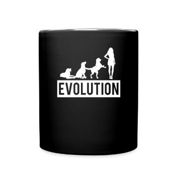 Hunde Evolution Hund Gassi Entwicklung Mensch - Tasse einfarbig - Schwarz - Vorne