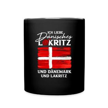 Dänemark Lakritze Skandinavien Spruch - Tasse einfarbig - Schwarz - Vorne