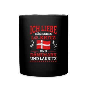 Dänemark Lakritze Skandinavien Spruch - Tasse einfarbig - Schwarz - Vorne
