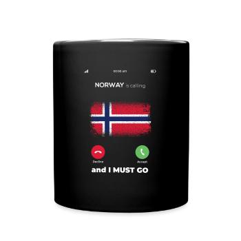 Norwegen ruft Flagge - Tasse einfarbig - Schwarz - Vorne