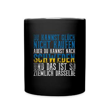 Schweden Elch Spruch Flagge - Tasse einfarbig - Schwarz - Vorne