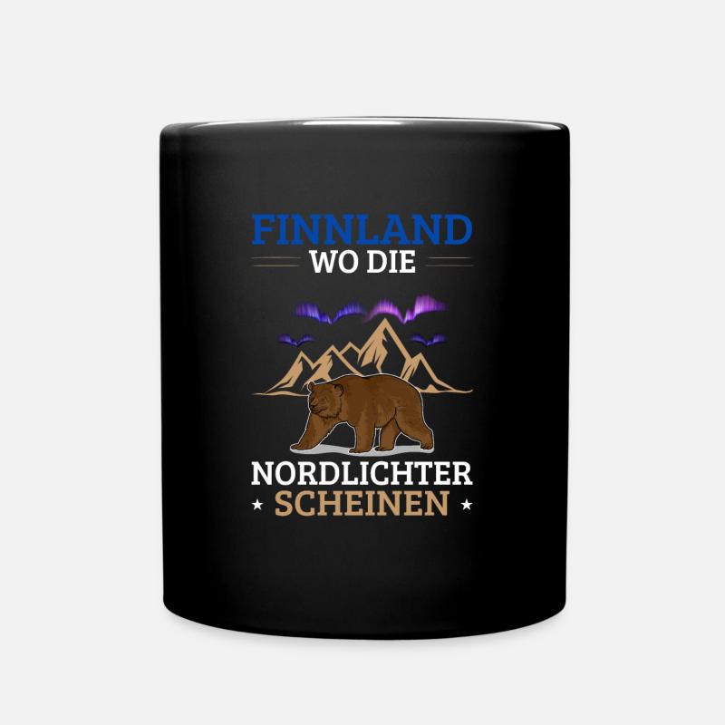 Finnland Spruch Flagge Nordlichter - Tasse einfarbig - Schwarz