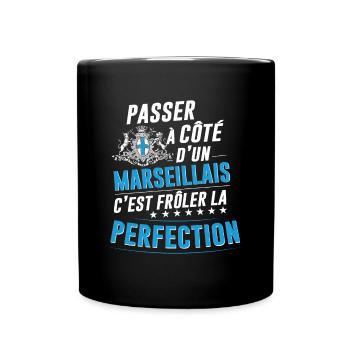 Le marseillais parfait - idée cadeau humour - Mug uni - noir - Devant