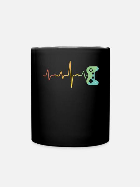 Gamer Controller Heartbeat Frequency Gaming - Mug uni - noir