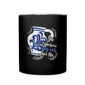 Ebbelwoi Bembel Spruch Apfelwein - Tasse einfarbig - Schwarz - Vorne