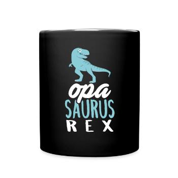 Opasaurus Muttertag Opa Großvater Dino Geburtstag - Tasse einfarbig - Schwarz - Vorne