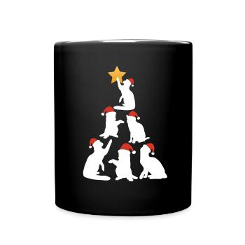 Katze Weihnachten Merry Catmas xmas Katzen - Tasse einfarbig - Schwarz - Vorne