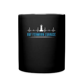 Fehmarn Ostsee Spruch Leuchtturm Herzschlag - Tasse einfarbig - Schwarz - Vorne