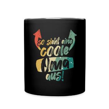 So sieht eine coole Oma aus Großmutter Vintage - Tasse einfarbig - Schwarz - Vorne