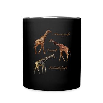 3 giraffes - species / Kenya / Africa / wild animals - Full Colour Mug - black - Front