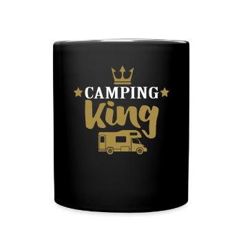 Camper Camping King Partnerlook Geschenk - Tasse einfarbig - Schwarz - Vorne