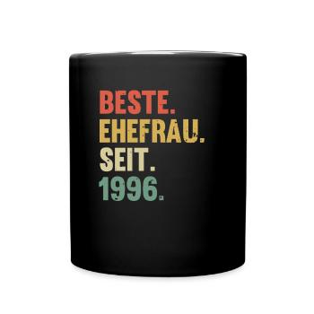 Beste Ehefrau Seit 1996 Hochzeit Silberhochzeit - Tasse einfarbig - Schwarz - Vorne