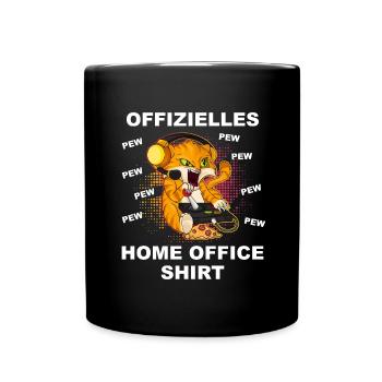 Home Office Shirt Katze Gamer Zocken Geschenk - Tasse einfarbig - Schwarz - Vorne