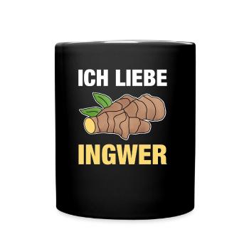 Ich liebe Ingwer Ginger Geschenk - Tasse einfarbig - Schwarz - Vorne