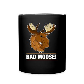 Bad Moose Rentier Elche Geschenk - Tasse einfarbig - Schwarz - Vorne